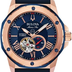Bulova 98A227 Men's Marine Star Blue Dial Strap Automatic Watch