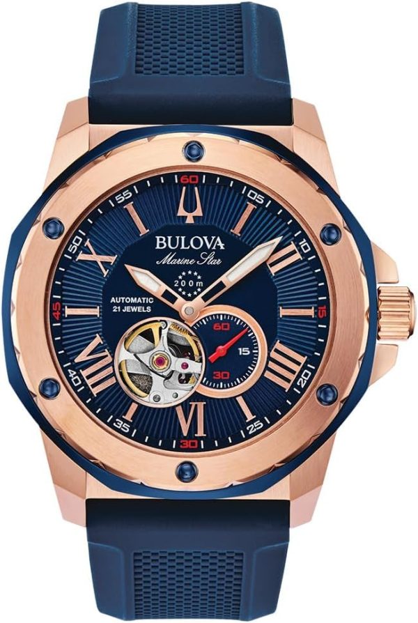 Bulova 98A227 Men's Marine Star Blue Dial Strap Automatic Watch
