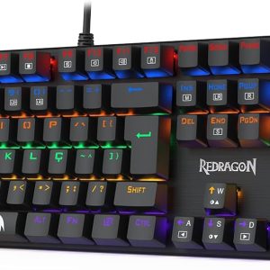 teclado mecÂnico gamer redragon valheim iluminaÇÃo rainbow preto switch brown k608 r (pt brown)