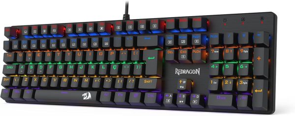 teclado mecÂnico gamer redragon valheim iluminaÇÃo rainbow preto switch brown k608 r (pt brown)